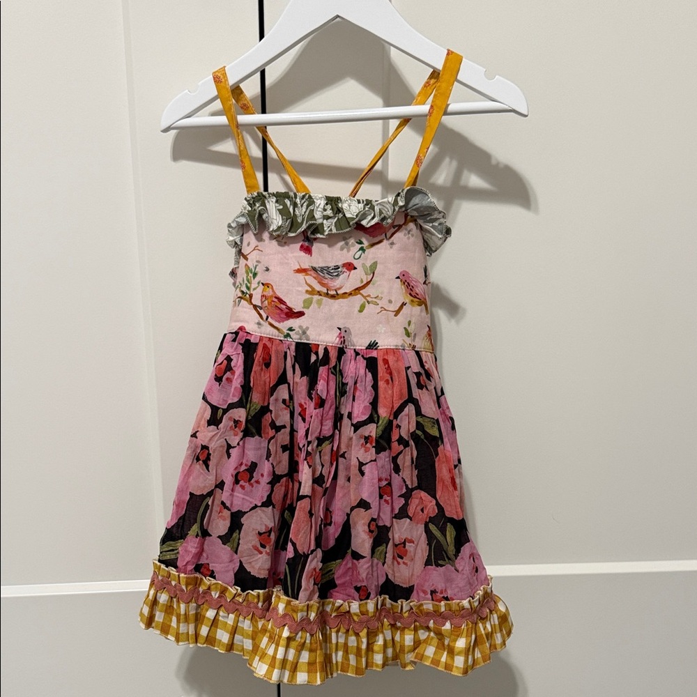 Matilda Jane Platinum Pink Floral & Yellow Gingham Sundress 2T